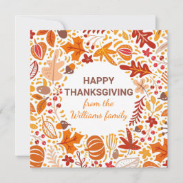 Custom Happy Thanksgiving Autumn Leaves Wreath Feiertagskarte