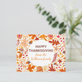 Custom Happy Thanksgiving Autumn Leaves Wreath Postkarte (Stehend Vorderseite)