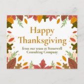 Custom Happy Thanksgiving Fall Business Marketing Postkarte (Vorderseite)