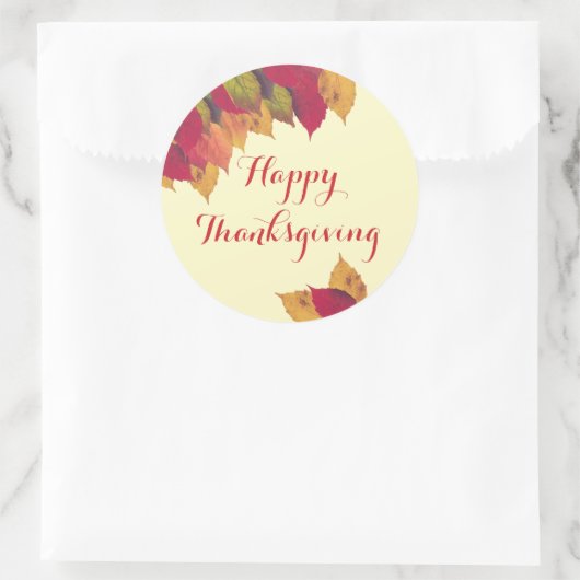 Custom Happy Thanksgiving farbenfrohe Herbstlaube Runder Aufkleber (Tasche)