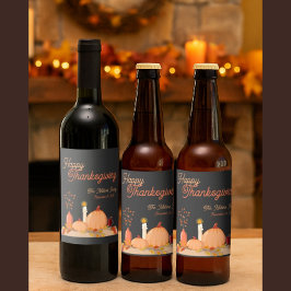 Custom Happy Thanksgiving Flasche Label Weinetikett