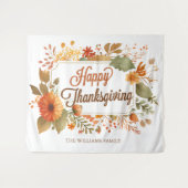 Custom Happy Thanksgiving Floral Party Foto Stand Wandteppich (Vorderseite (Horizontal))