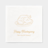 Custom Happy Thanksgiving Gold Foil Türkei Napkins Servietten Mit Folie (Vorderseite)
