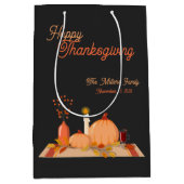 Custom Happy Thanksgiving Mittlere Geschenktüte (Vorderseite)