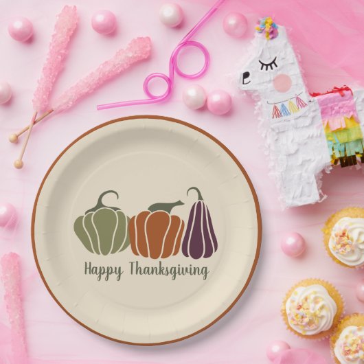 Custom Happy Thanksgiving Party Moderne Pumpkins Pappteller (Party)