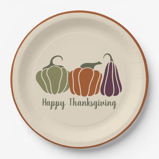 Custom Happy Thanksgiving Party Moderne Pumpkins Pappteller (Vorderseite)