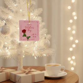 Custom Happy Valentine’s Day Rose Keramikornament