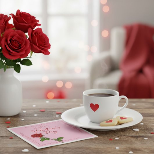 Custom Happy Valentine’s Day Rose Serviette