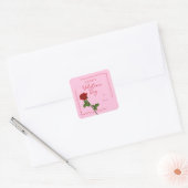 Custom Happy Valentine’s Day Rose Square Sticker (Umschlag)