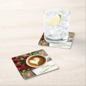 Custom Happy Valentine's Day Coffee Cup with Heart Rechteckiger Pappuntersetzer (Vor Ort)