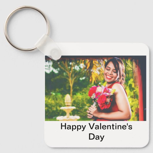 Custom Happy Valentine's Day Foto Schlüsselanhänger (Vorderseite)