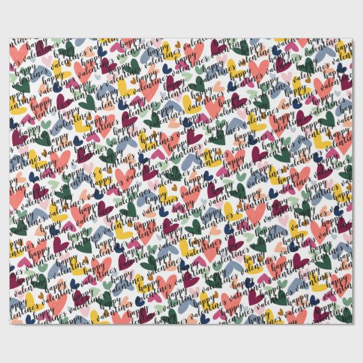 Custom Happy Valentines I Liebe You Heart Pattern Geschenkpapier (Flach)