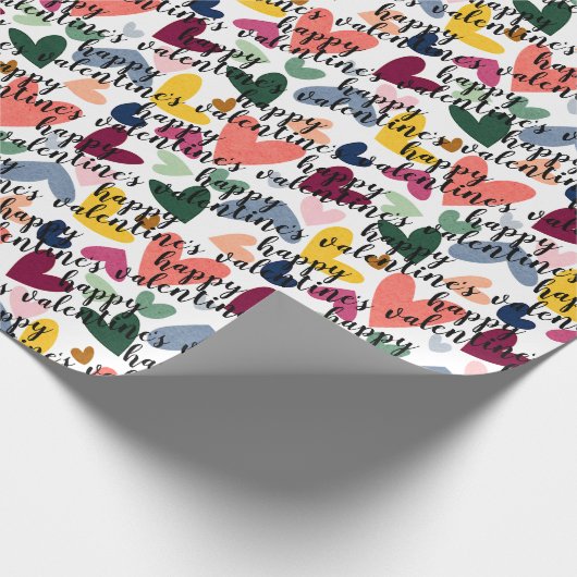 Custom Happy Valentines I Liebe You Heart Pattern Geschenkpapier (Ecke)