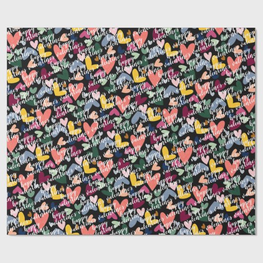 Custom Happy Valentines I Liebe You Heart Pattern Geschenkpapier (Flach)