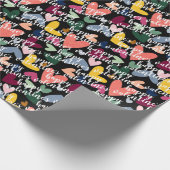 Custom Happy Valentines I Liebe You Heart Pattern Geschenkpapier (Ecke)