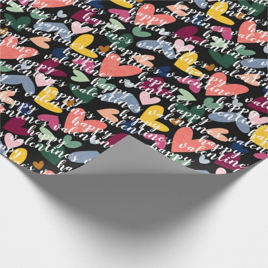 Custom Happy Valentines I Liebe You Heart Pattern Geschenkpapier (Ecke)