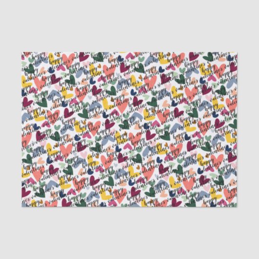 Custom Happy Valentines I Liebe You Heart Pattern Seidenpapier (Vorderseite)