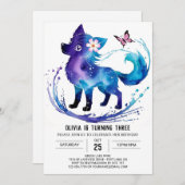 Custom Happy Wolf Digital Girl Geburtstag Einladung (Vorne/Hinten)