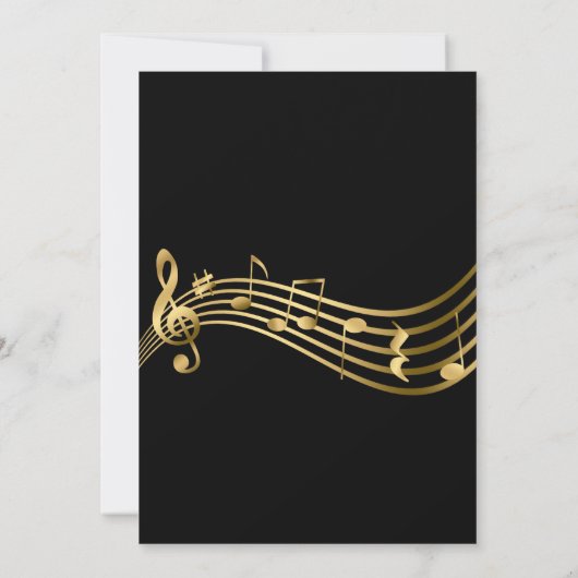 Custom Harp Erwägung Gold Musiknoten Black Einladung (Rückseite)