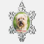 Custom Haustier Hund Foto Schöne Weihnachtsbaum Schneeflocken Zinn-Ornament (Rechts)