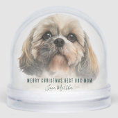 Custom Haustiere Fotos Frohe Weihnachts-Hund-Mama Schneekugeln (Vorderseite)