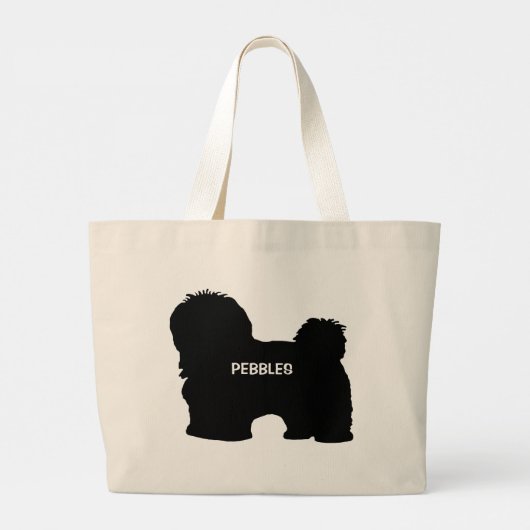 CUSTOM Havanese Hunde Silhouette Jumbo Stoffbeutel (Rückseite)