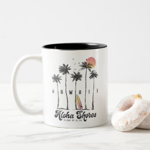 Custom Hawaii Beach Surfer Sommerurlaub Geschenk Zweifarbige Tasse