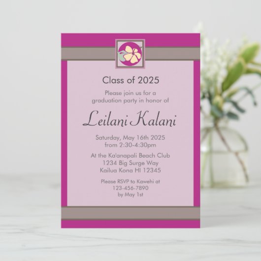 Custom Hawaii Hibiskus Graduierung Einladungen (Stehend Vorderseite)