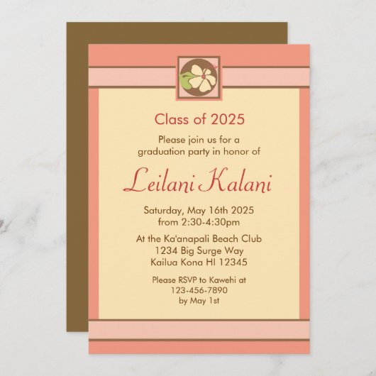 Custom Hawaii Hibiskus Graduierung Einladungen (Vorne/Hinten)