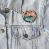 Custom Hawaii Honolulu Waikiki Beach Retro Travel Button (Beispiel)