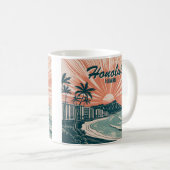 Custom Hawaii Honolulu Waikiki Beach Retro Travel Kaffeetasse (VorderseiteRechts)