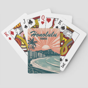 Custom Hawaii Honolulu Waikiki Beach Retro Travel Spielkarten