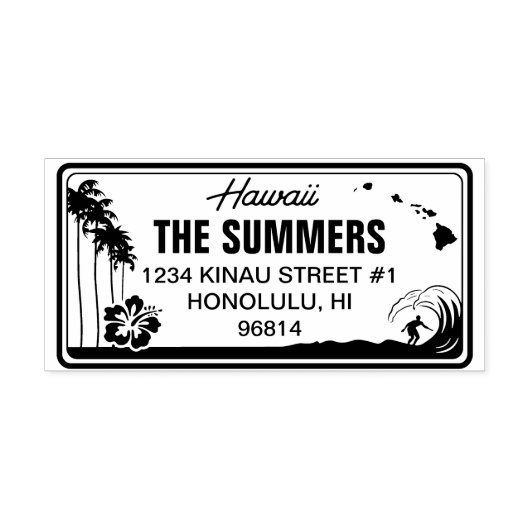Custom Hawaii Staat License Plate Address Permastempel (Design)
