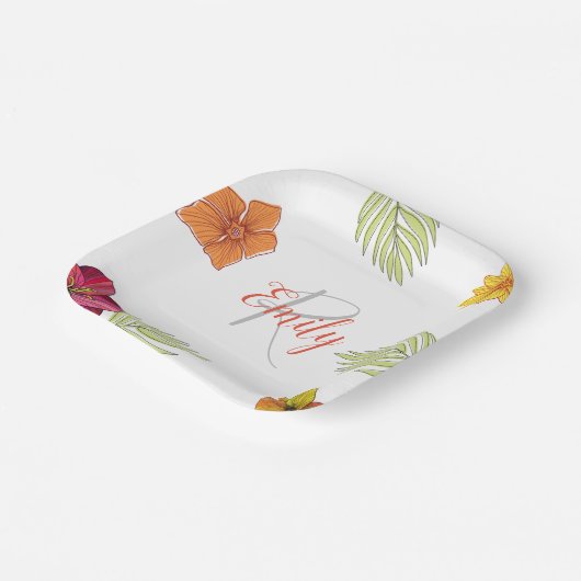 Custom Hawaiian Aloha Floral Pappteller (Gewinkelt)