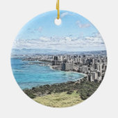 Custom Hawaiian Island Weihnachten Keramik Ornament (Hinten)