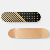 CUSTOM HEARS & STRIPES BLACK GOLD PATTERN SKATEBOARD (Horizontal)