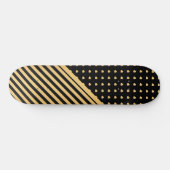 CUSTOM HEARS & STRIPES BLACK GOLD PATTERN SKATEBOARD (Horizontal)