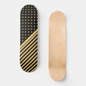 CUSTOM HEARS & STRIPES BLACK GOLD PATTERN SKATEBOARD (Vorderseite)