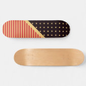 CUSTOM HEARS & STRIPES RED BLACK GOLD PATTERN SKATEBOARD (Horizontal)