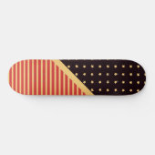 CUSTOM HEARS & STRIPES RED BLACK GOLD PATTERN SKATEBOARD (Horizontal)