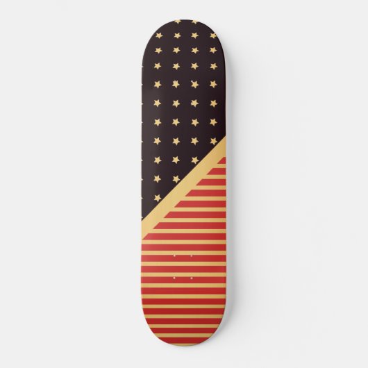 CUSTOM HEARS & STRIPES RED BLACK GOLD PATTERN SKATEBOARD (Vorderseite)