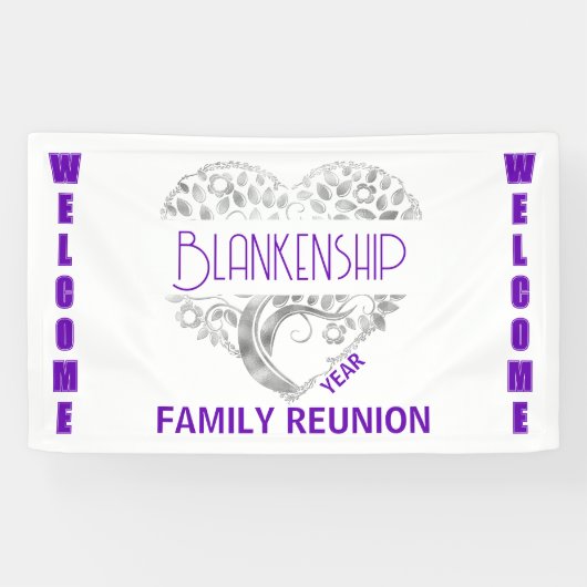 Custom Heart Art Tree Weiß Lila Horizontal Banner (Horizontal)