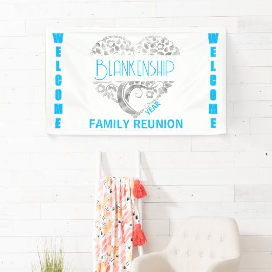 Custom Heart Art Tree White Blue Horizontal Banner (Insitu)