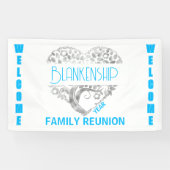 Custom Heart Art Tree White Blue Horizontal Banner (Horizontal)