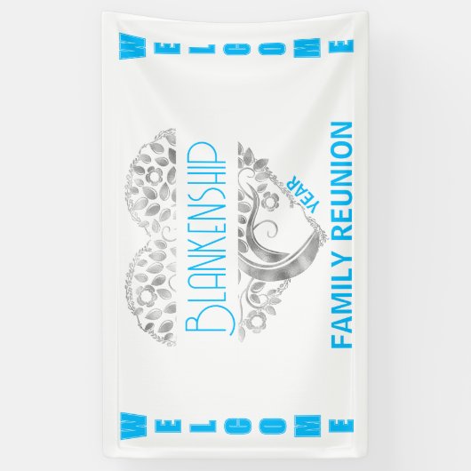 Custom Heart Art Tree White Blue Horizontal Banner (Vertikal)