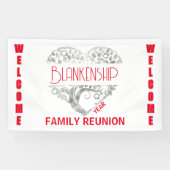 Custom Heart Art Tree White Red Horizontal Banner (Horizontal)