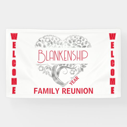 Custom Heart Art Tree White Red Horizontal Banner (Horizontal)