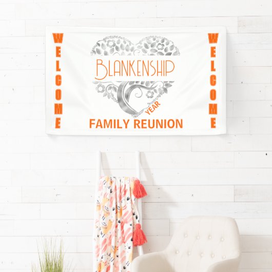 Custom Heart Art Tree White Red Horizontal Banner (Insitu)