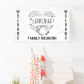 Custom Heart Art Tree White Silver Horizontal Banner (Insitu)