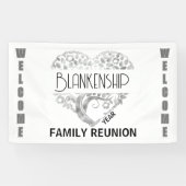 Custom Heart Art Tree White Silver Horizontal Banner (Horizontal)